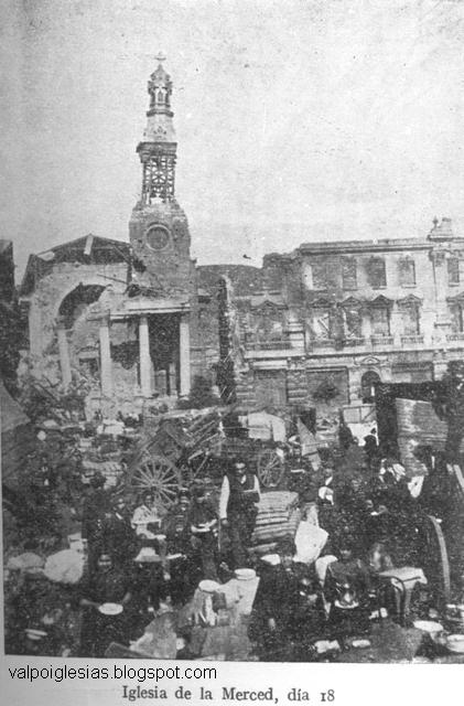 Secuencia de demolición del frontis luego del terremoto de 1906.