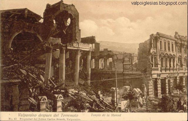 Secuencia de demolición del frontis luego del terremoto de 1906.